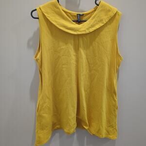 Ethyl Mustard yellow collared pocket sleeveless tunic shirt size small women's